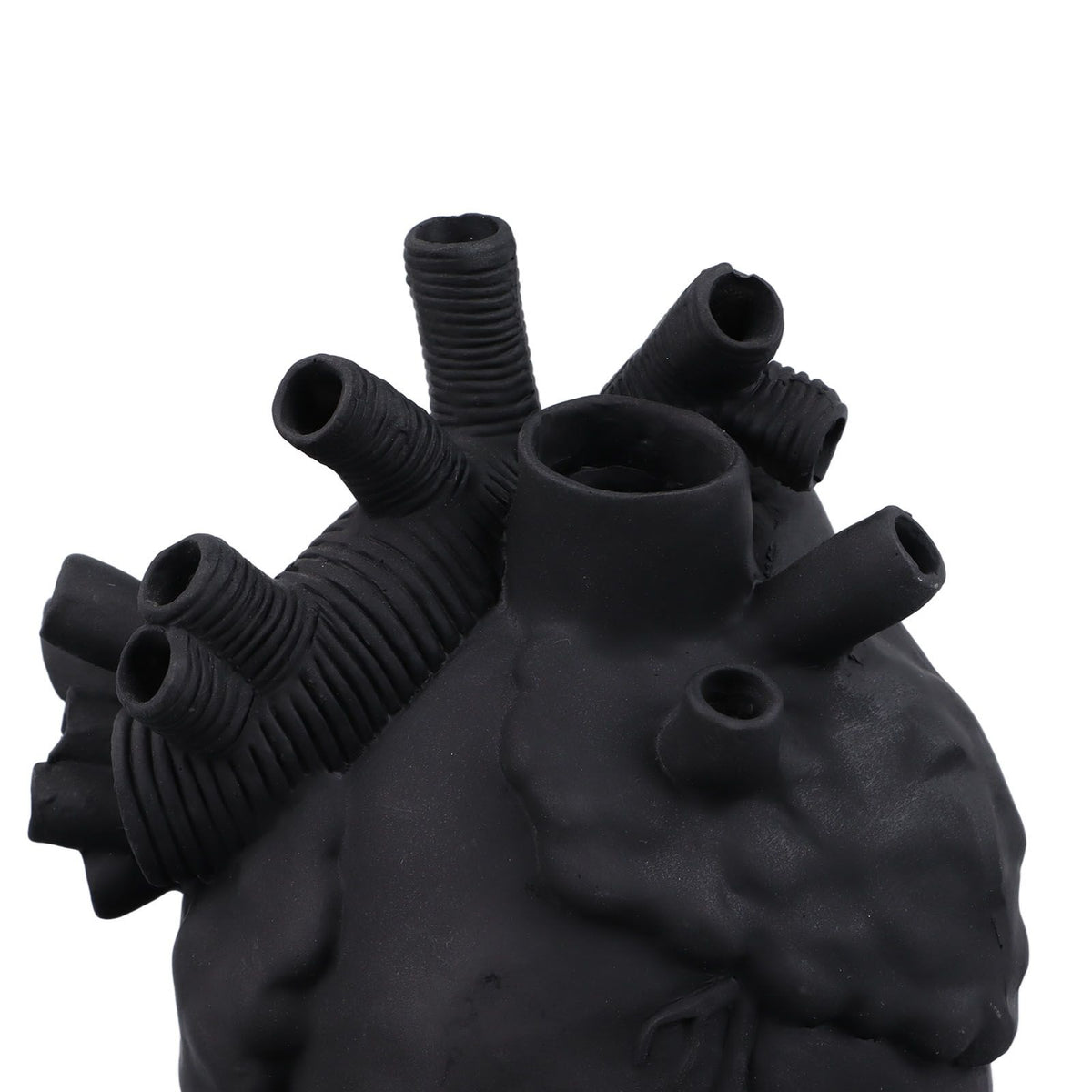 Creative Anatomical Heart Vases Resin Sculpture Heart Shaped Art Flower Vases Desktop Home Decoration for Living Room Black