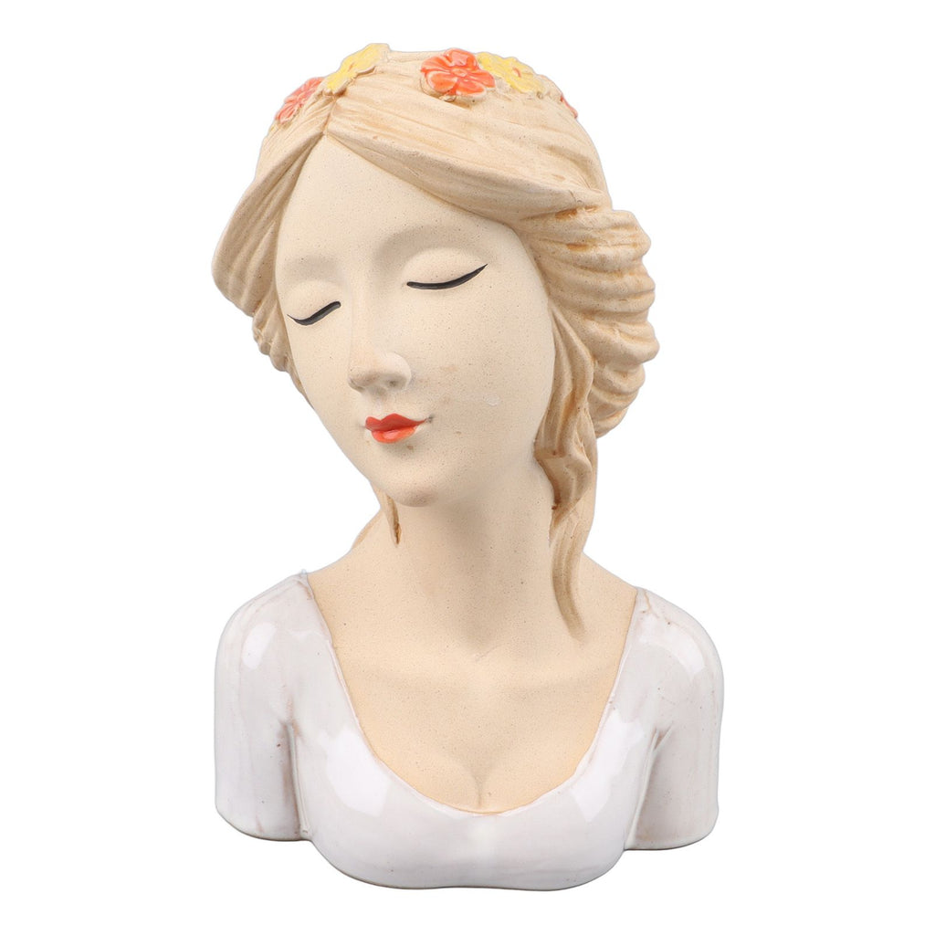 Modern Ceramic Face Vases Decorative Modern Style Shy Girl Flower Lady Head Vase for Unisex Plants Lover White
