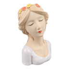 Modern Ceramic Face Vases Decorative Modern Style Shy Girl Flower Lady Head Vase for Unisex Plants Lover White