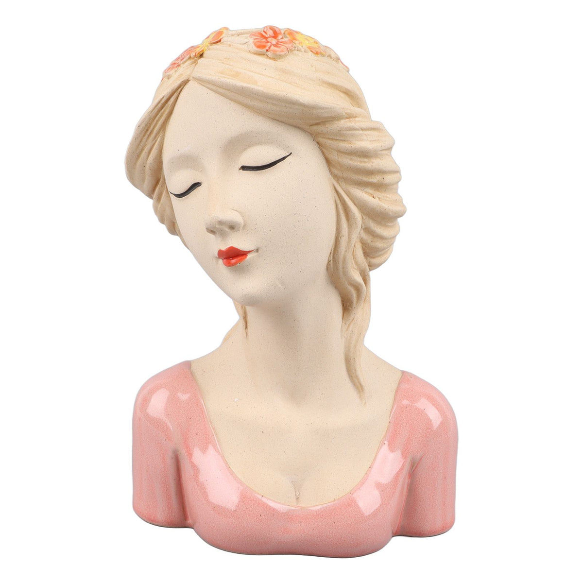 Modern Ceramic Face Vases Decorative Modern Style Shy Girl Flower Lady Head Vase for Unisex Plants Lover Pink
