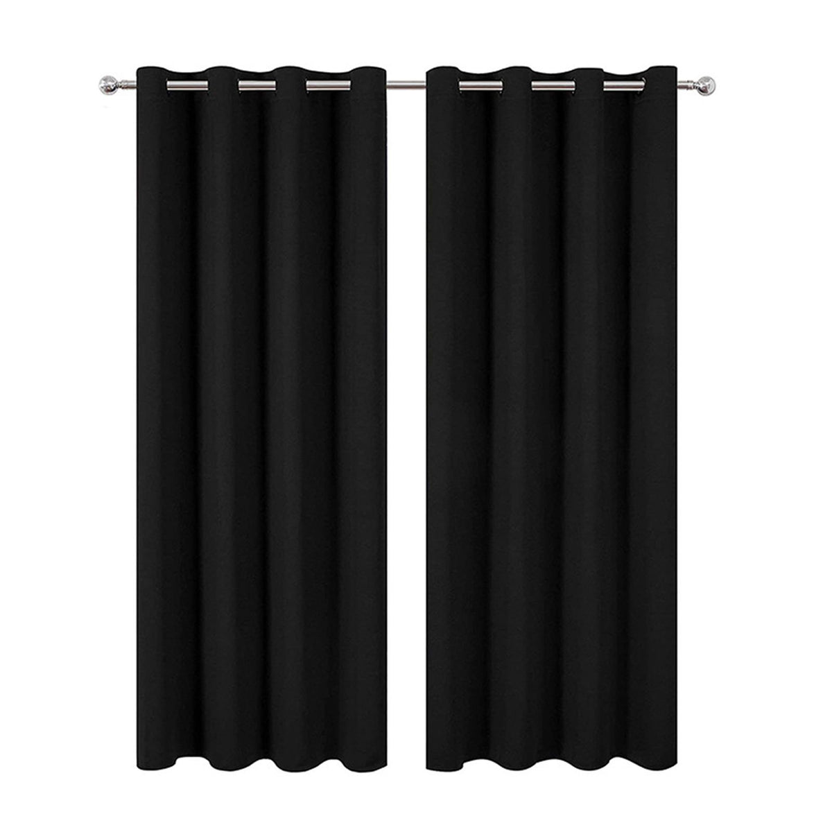 Grommet Blackout Curtains Punch Free Thermal Insulated Room Darkening Curtains for Bedroom Living Room Black 132x213cm / 52.0x83.9in