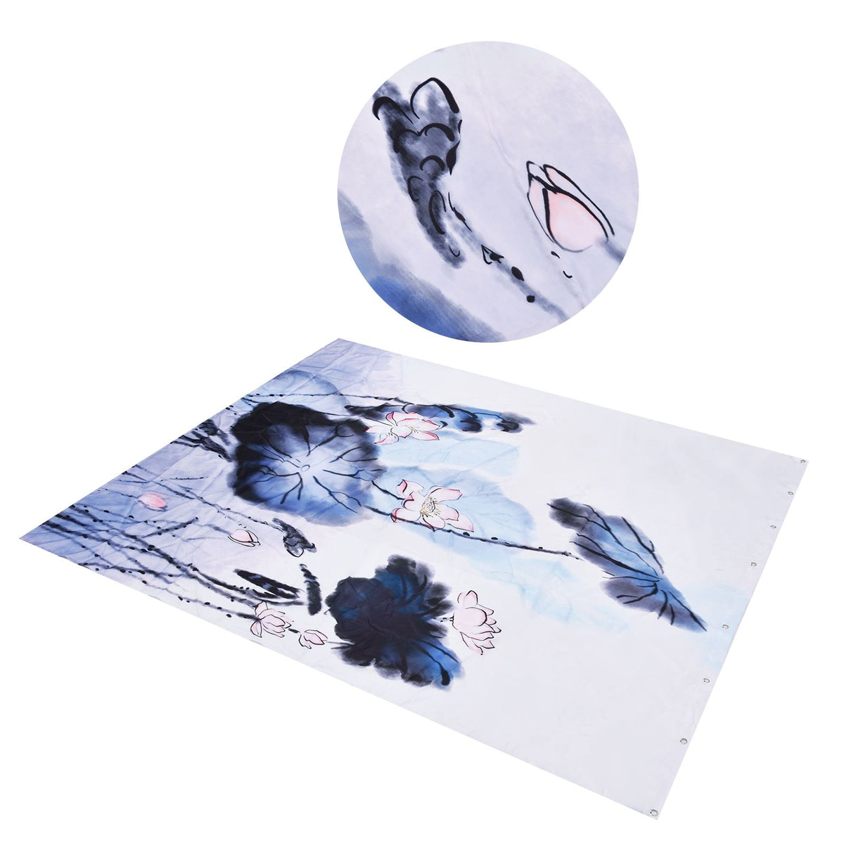 Blackout Curtain Waterproof Flower Printing Shower Curtain with Hooks for Bathroom Bedroom Living Room Study150x180cm