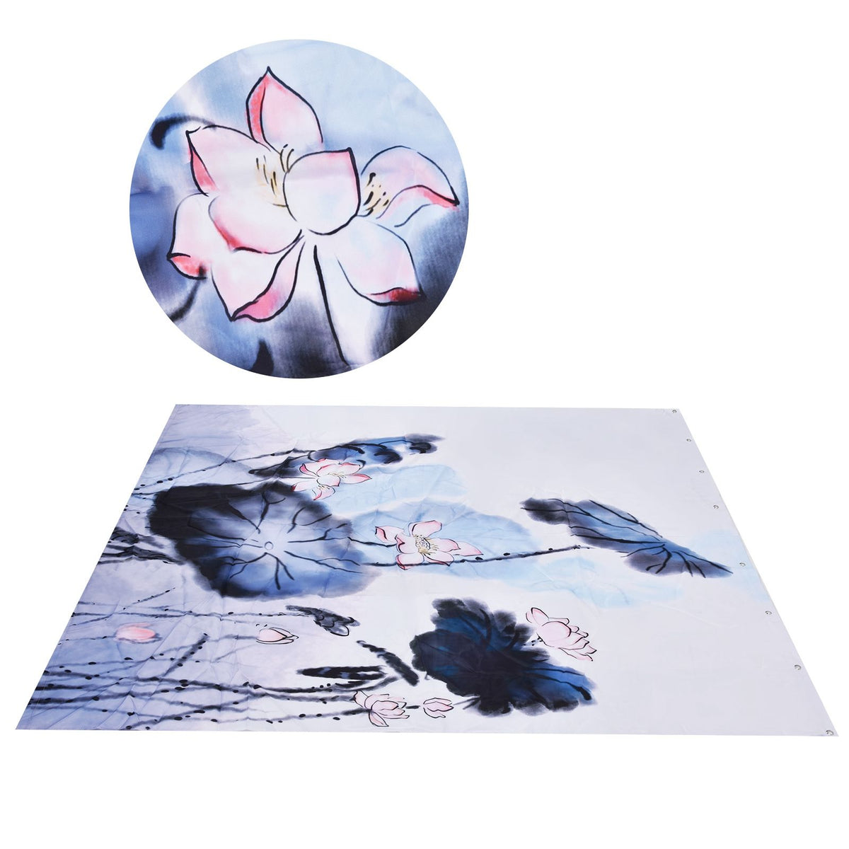 Blackout Curtain Waterproof Flower Printing Shower Curtain with Hooks for Bathroom Bedroom Living Room Study150x180cm