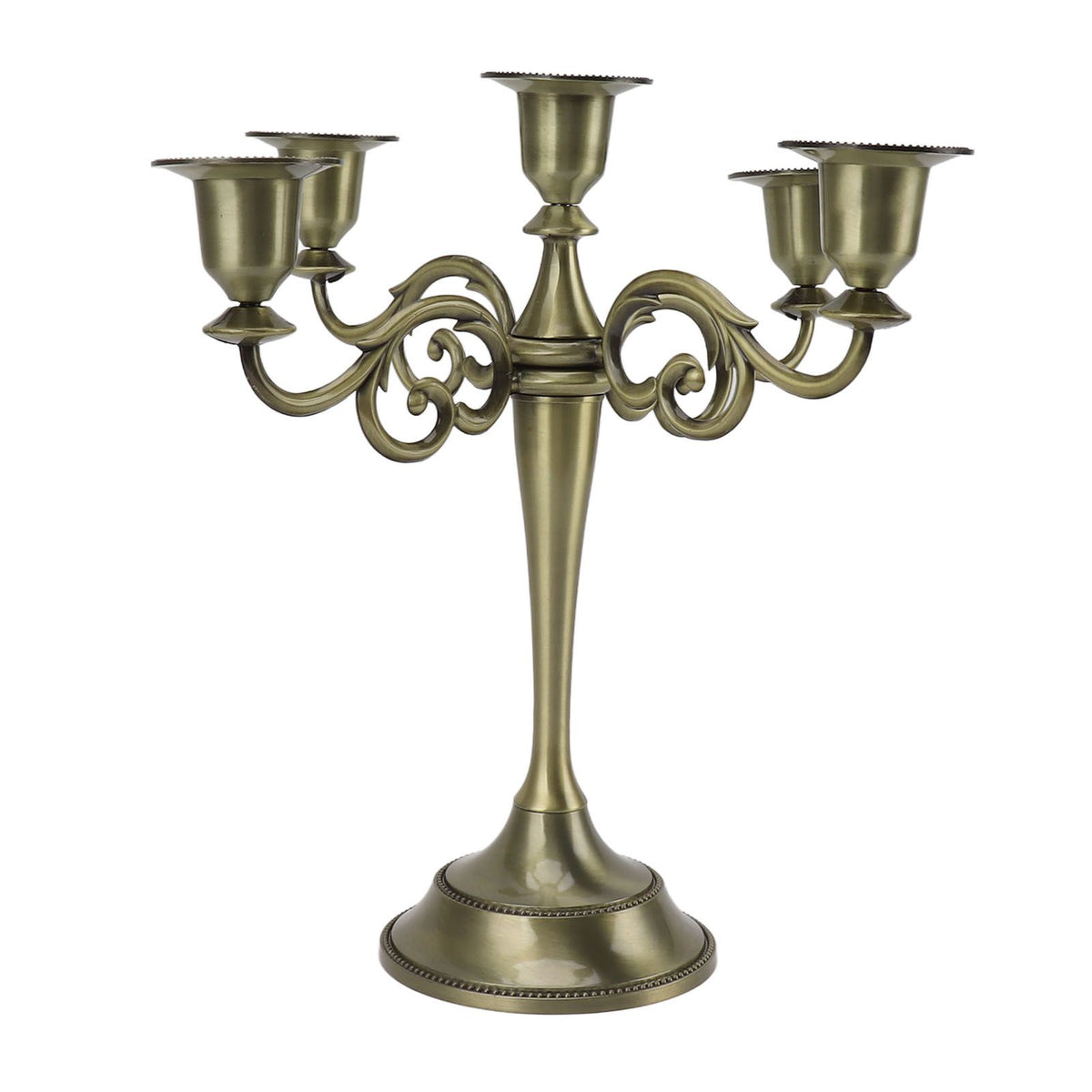 5 Arm Candlestick Holder Iron Retro Decorative Candle Holder Centerpiece for Home Church Cyan