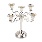 5 Arm Candlestick Holder Iron Retro Decorative Candle Holder Centerpiece for Home Church Silver