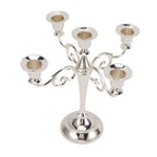 5 Arm Candlestick Holder Iron Retro Decorative Candle Holder Centerpiece for Home Church Silver