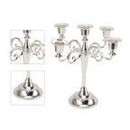 5 Arm Candlestick Holder Iron Retro Decorative Candle Holder Centerpiece for Home Church Silver
