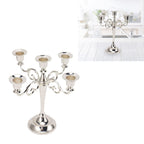 5 Arm Candlestick Holder Iron Retro Decorative Candle Holder Centerpiece for Home Church Silver