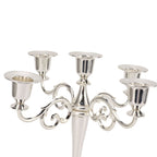 5 Arm Candlestick Holder Iron Retro Decorative Candle Holder Centerpiece for Home Church Silver