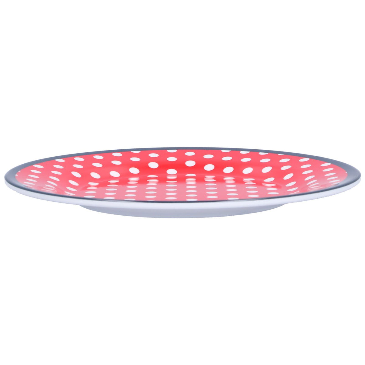 9in Imitation Porcelain Dinner Plate Decorative Reusable Snack Plate Lightweight Tableware for Cakes FruitRed Dot