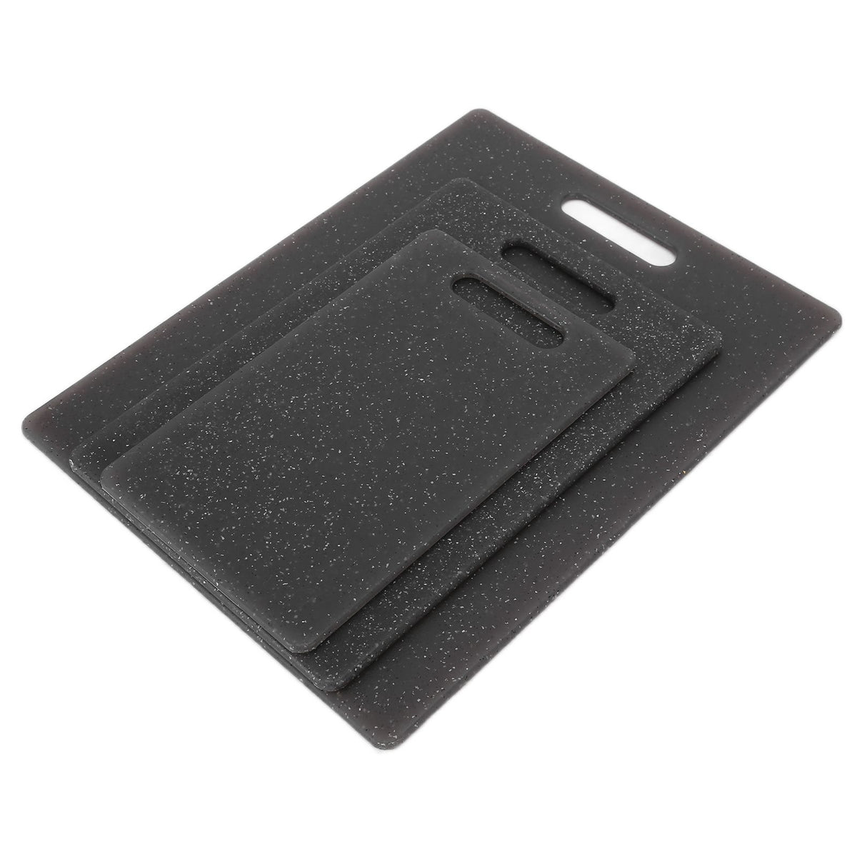 3Pcs Cutting Board Set Imitation Marble Pattern DoubleSided Chopping Board Kitchen Accessory(Black )