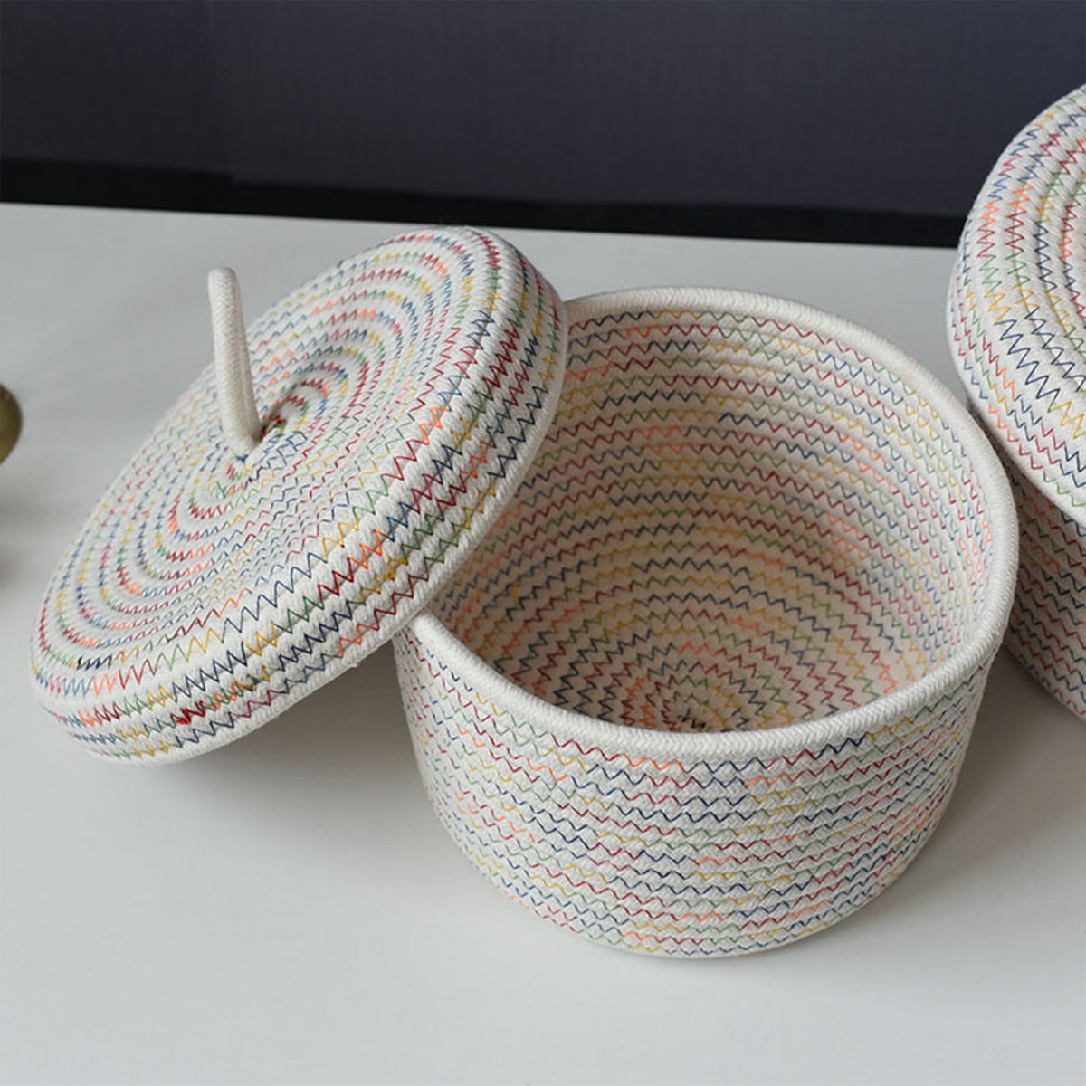 Storage Basket Soft Cotton Basket Cute Decorative Multifunction Basket for Bedroom Office Living Room