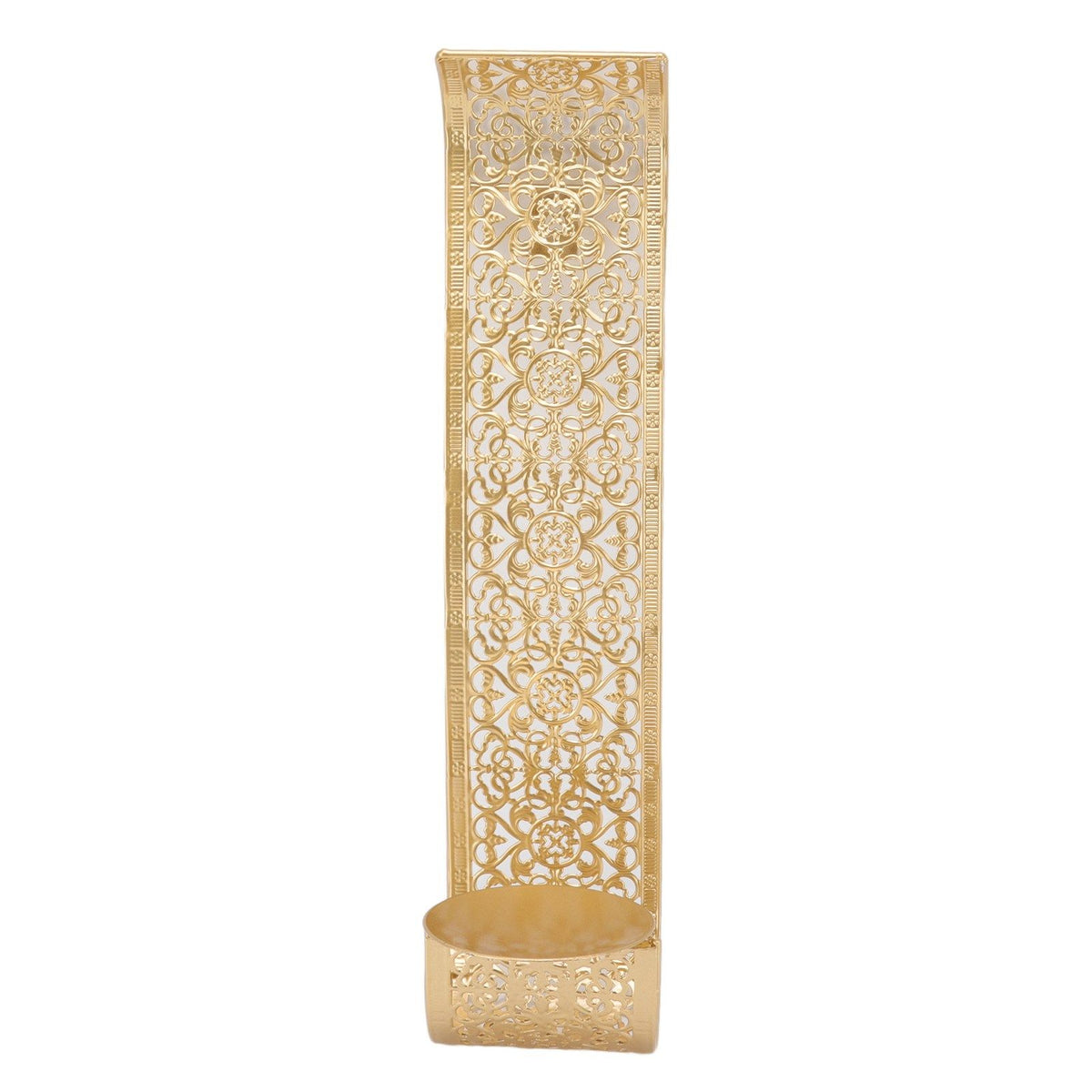 Shelving Solution Wall Sconce Candle Holder Gold Hollow Carved Exquisite Details Metal Wall Candle Holder for Bedrooms