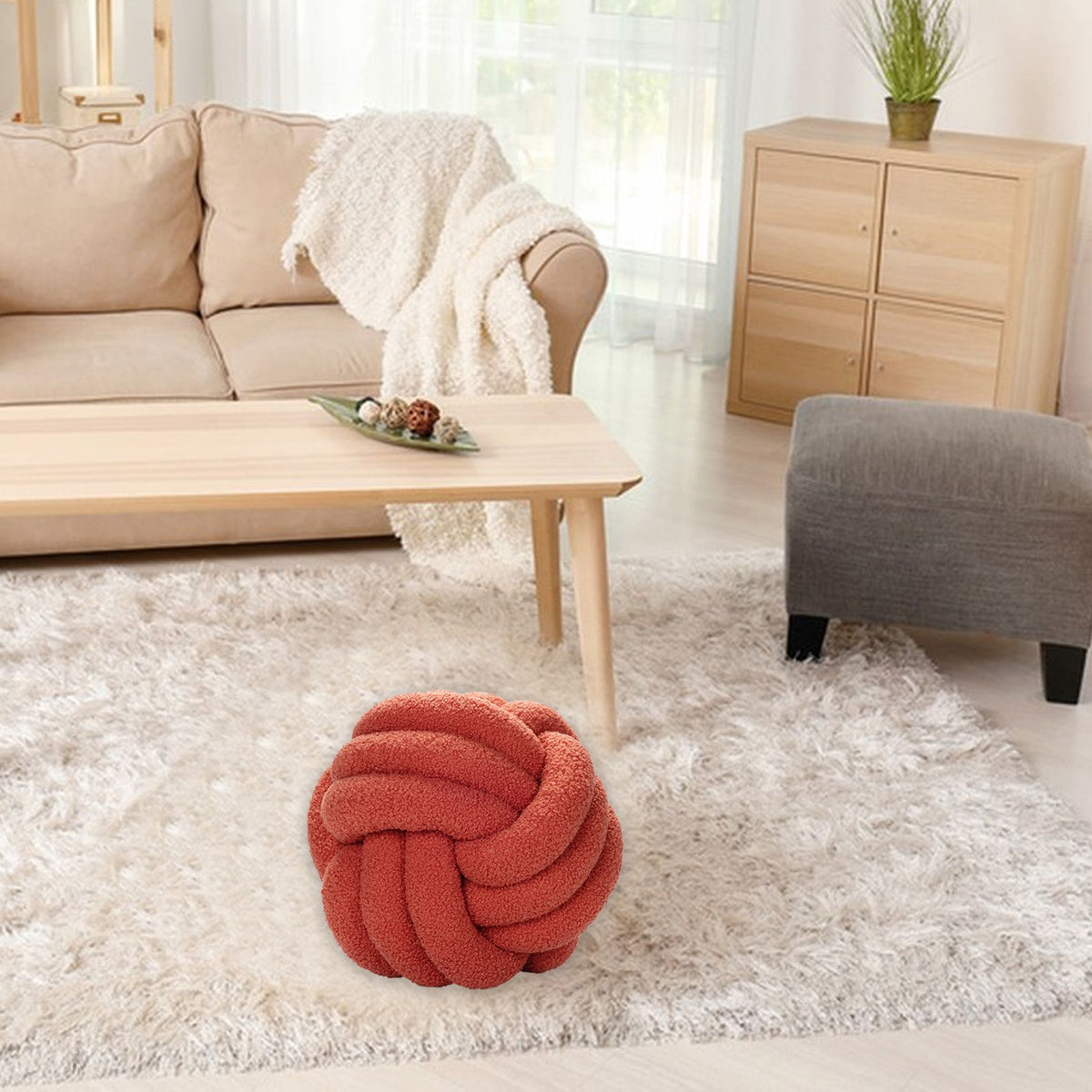 Knot Pillow Exquisite Soft Warm Beautiful Knotted Plush Pillow for Home Car Office Decoration