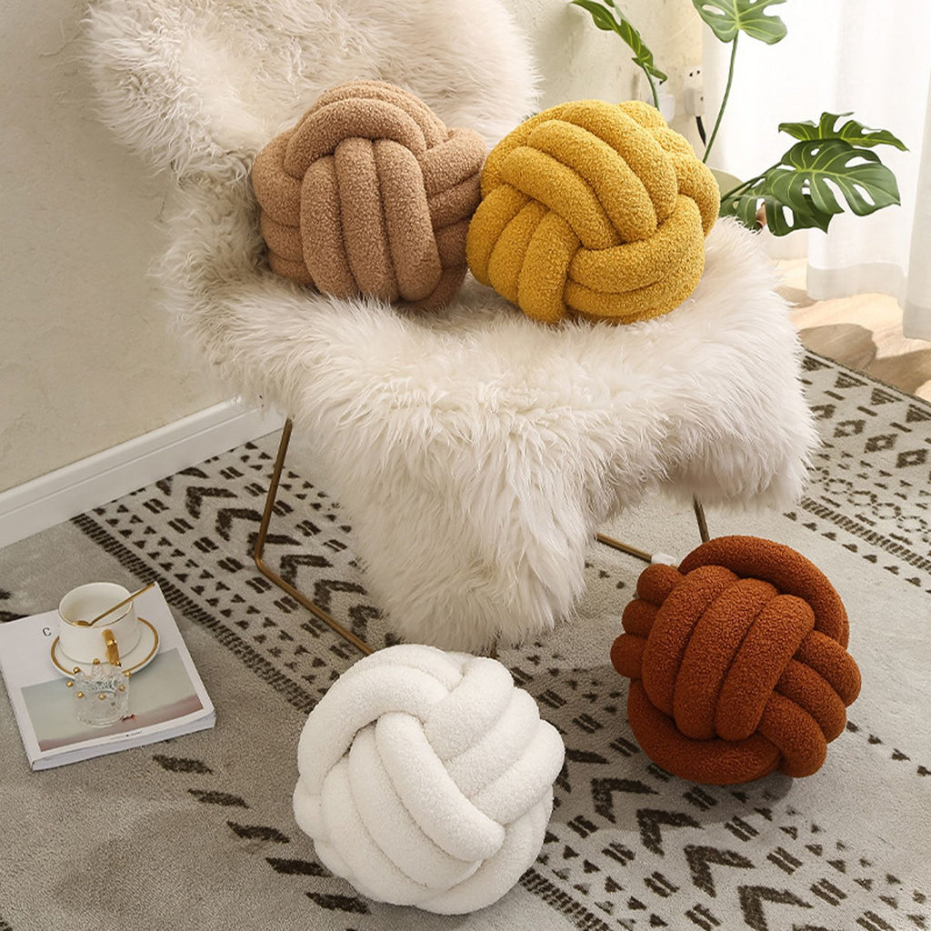 Knot Pillow Exquisite Soft Warm Beautiful Knotted Plush Pillow for Home Car Office Decoration