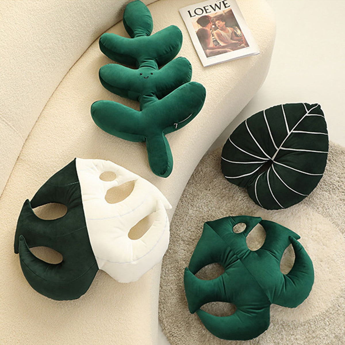 Turtle Back Bamboo Sofa Pillow Cushion Leaf Shaped Throw Pillow