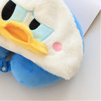 Hooded U Shaped Pillow Cute Cartoon Travel PP Cotton U Shaped Neck Pillow for Airplane Seat Duck