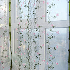 Embroidered Roman Sheer Curtain Classical Floral Window Screen Elegant Embroidered Roman Shade for Bedroom Balcony 1.5m/59.1in Height