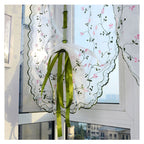 Embroidered Roman Sheer Curtain Classical Floral Window Screen Elegant Embroidered Roman Shade for Bedroom Balcony 1.5m/59.1in Height