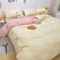 Solid Color Sheet Quilt Cover Pillow Cover Warm Breathable Washed Cotton Bed Sheet Set Creamy Pink 1.5m Four Piece Set