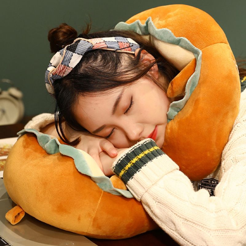 U Shaped Neck Pillow Portable Cute Head Pillow for Office Nap Travel Car Sleeping Lovely Bread