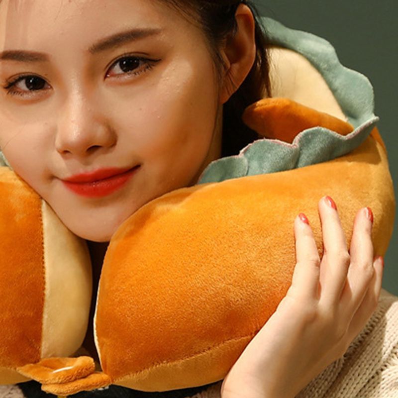 U Shaped Neck Pillow Portable Cute Head Pillow for Office Nap Travel Car Sleeping Lovely Bread
