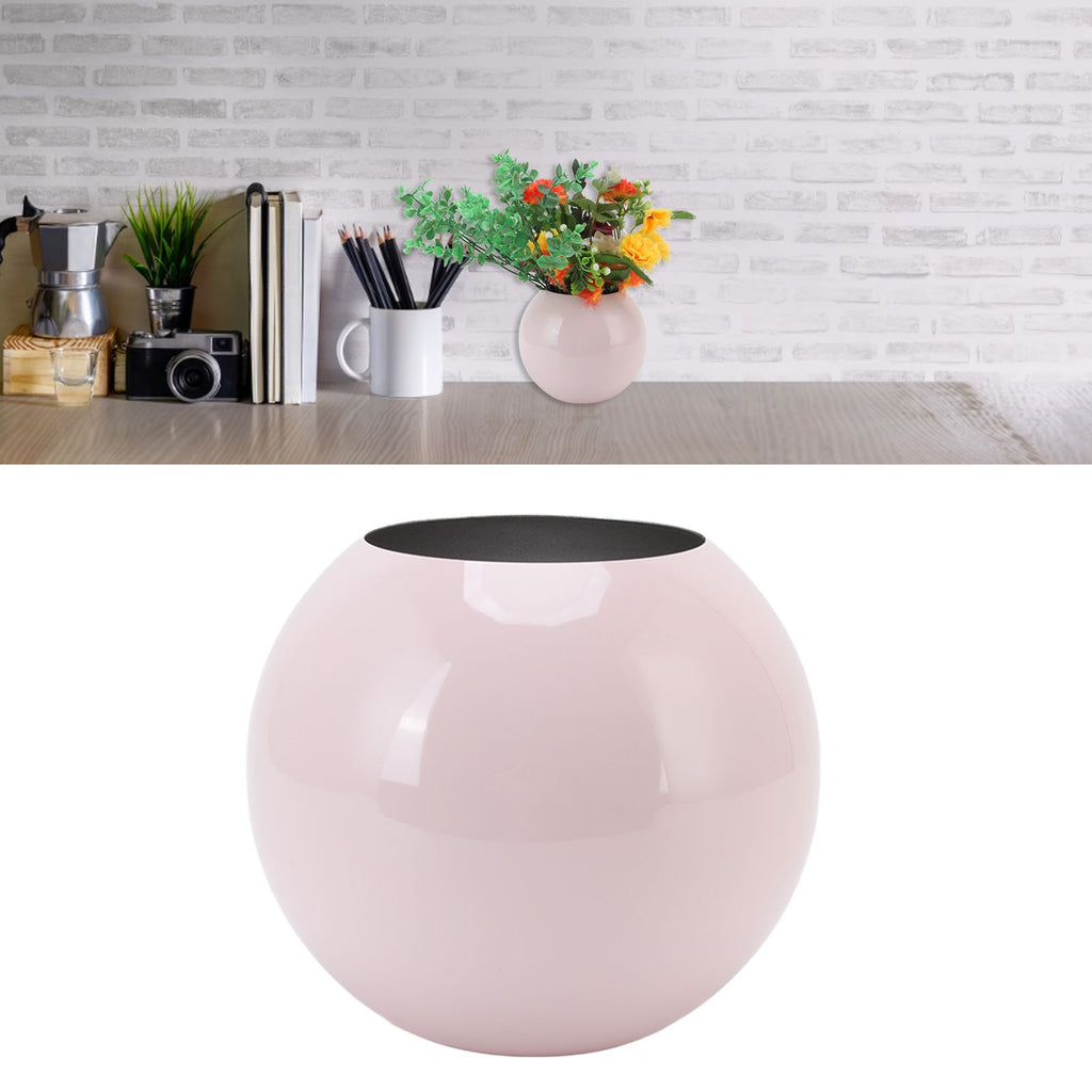 Round Vase Nordic Style Modern Stainless Steel Small Flower Vase Ornament Living Room Office Table Decoration Pink