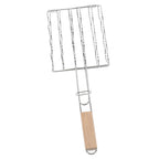 Corn Grilling Basket Stainless Steel Beech Wood Handle Even Heat Distribution 4 Corns Capacity Grilling Holder for Camping