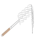 Corn Grilling Basket Stainless Steel Beech Wood Handle Even Heat Distribution 4 Corns Capacity Grilling Holder for Camping