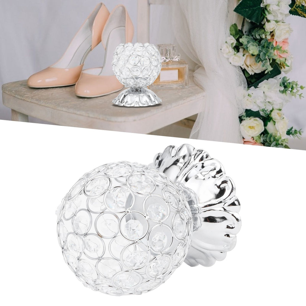 Crystal Candle Holder Electroplated Wrought Iron Candlestick Ornament Electronic Candle Stand