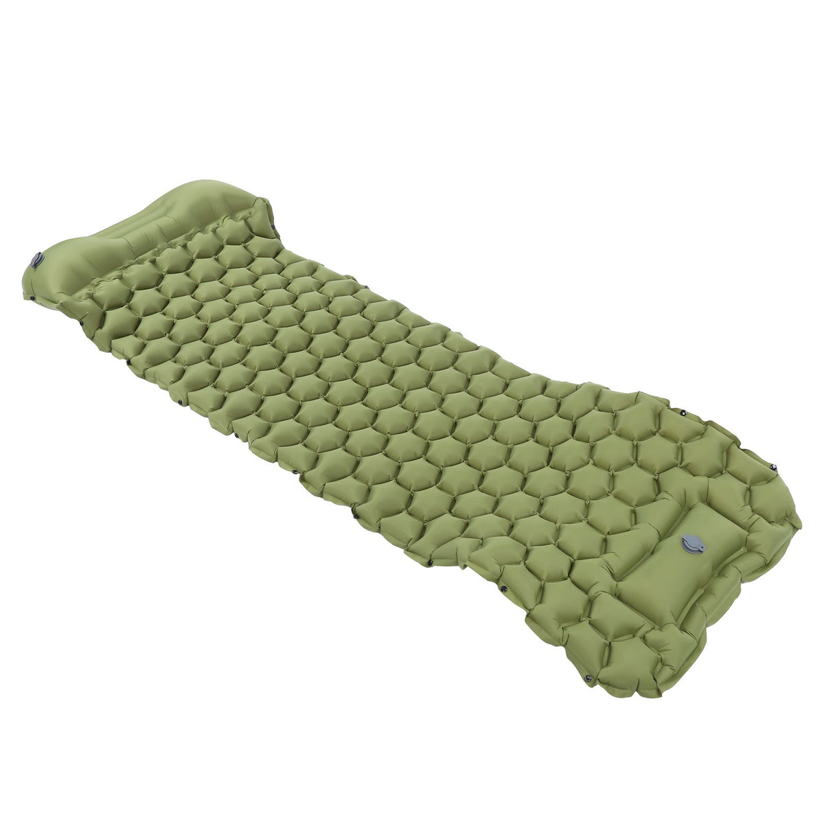 Camping Sleeping Pad Mat Foot Press Inflatable Cushion Mattress for Tent Hiking TravelMilitary Green