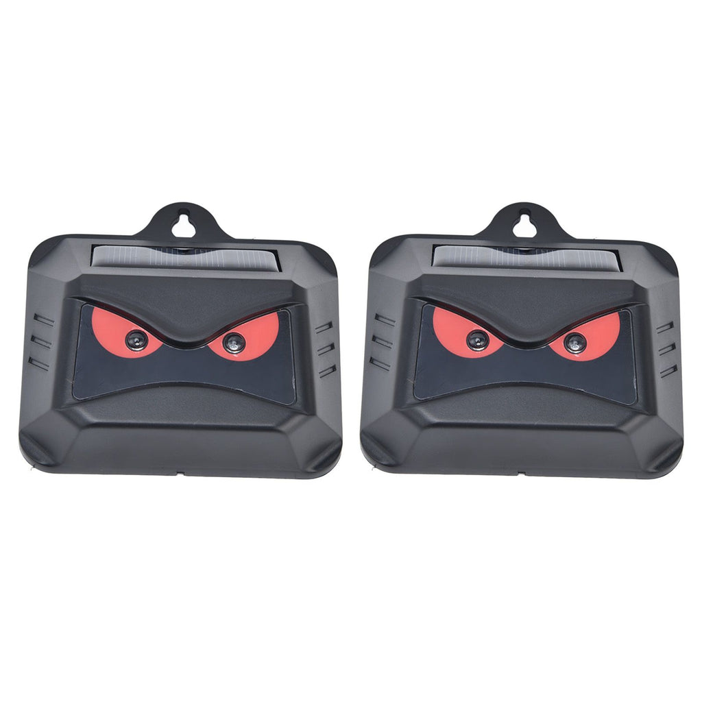 2pcs Animal Repeller Red LED Strobe Lights Waterproof Design Solar Automatic Charging ABS Housing Black Deterrent Tool