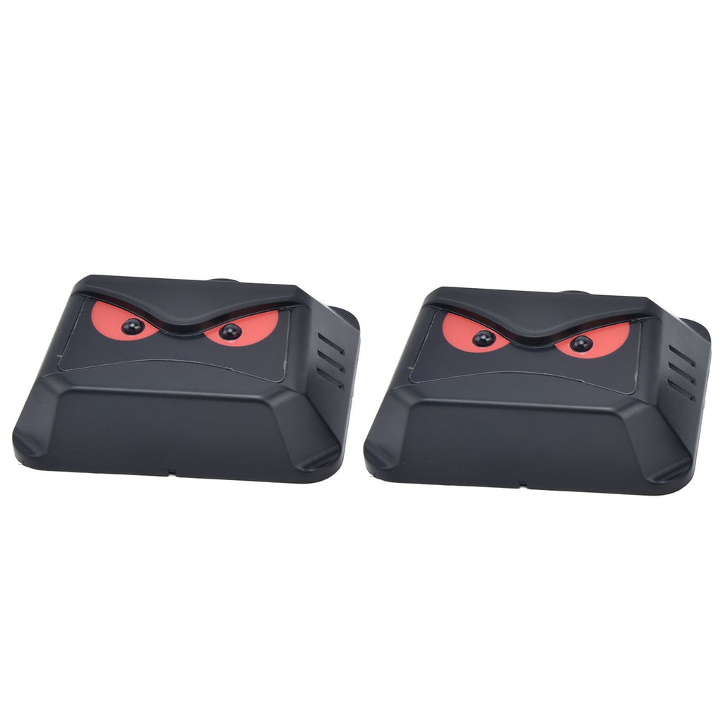 2pcs Animal Repeller Red LED Strobe Lights Waterproof Design Solar Automatic Charging ABS Housing Black Deterrent Tool