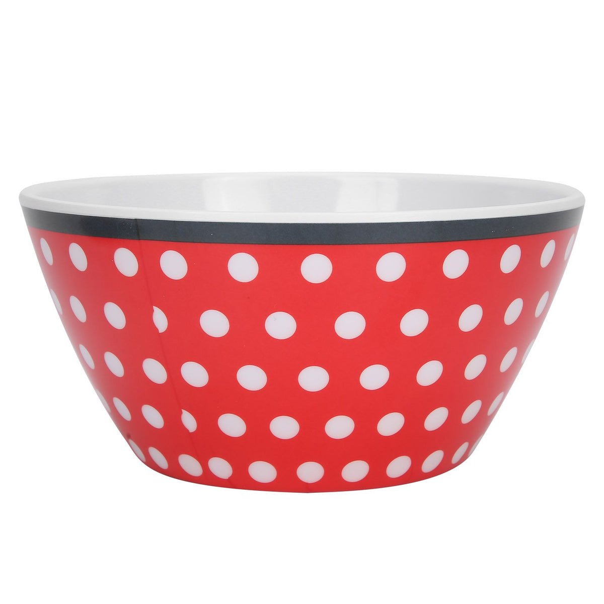 4Pcs Salad Dish Set Red Dots Imitation Porcelain Plate Fruit Food Cake Dish Dinnerware for Kitchen