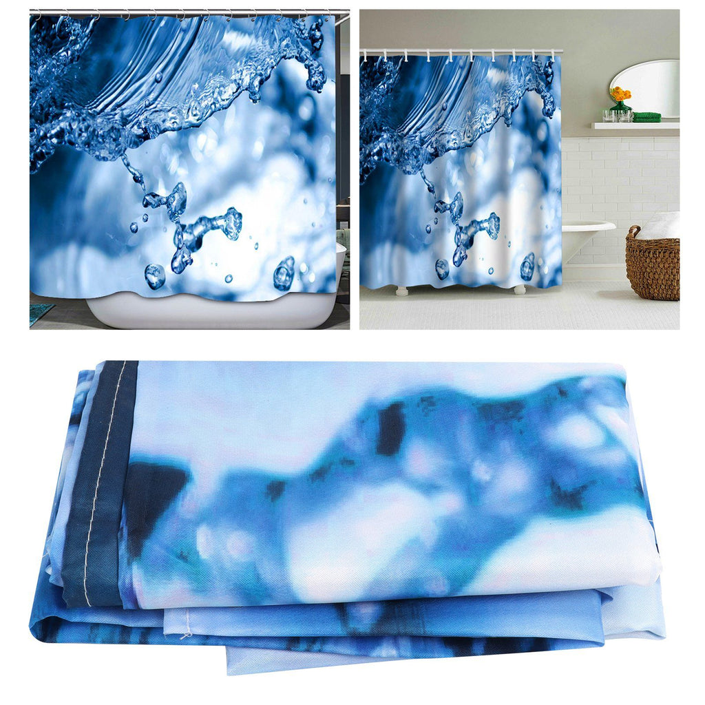 Shower Curtain Set Waterproof Hanging Bath Curtain with Rings Bathroom Accessory150x180cm