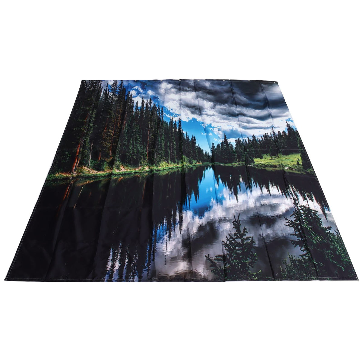 Shower Curtain Landscape Pattern Bath Curtain Set with Rings Home Bathroom Decoration180x180cm