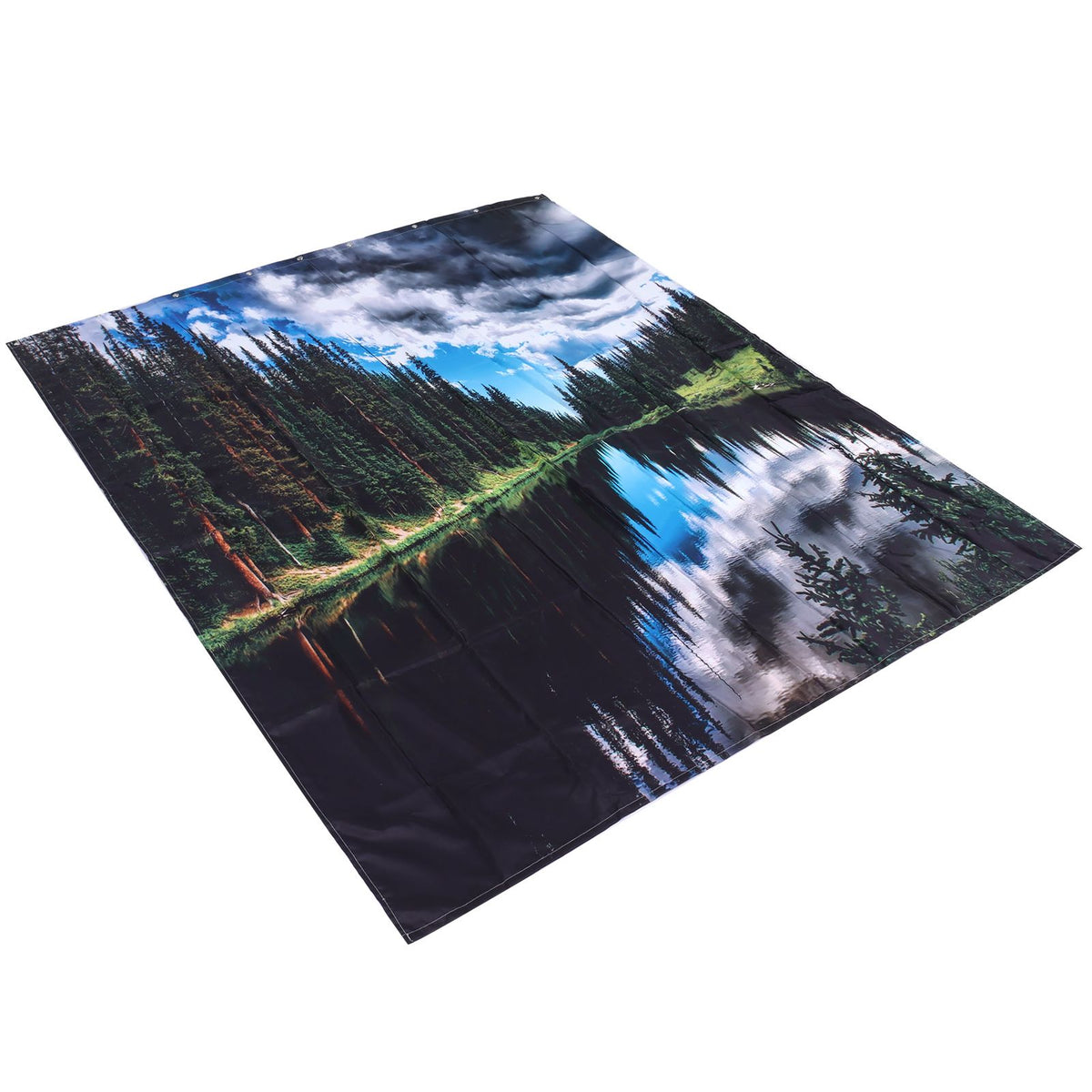Shower Curtain Landscape Pattern Bath Curtain Set with Rings Home Bathroom Decoration180x180cm