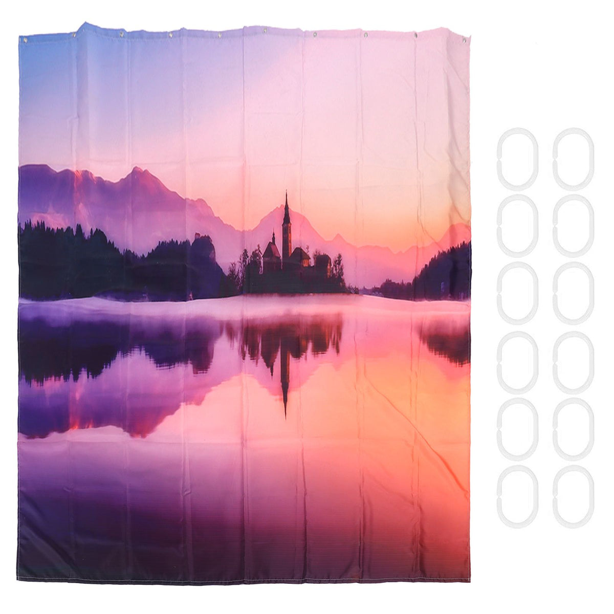 Bath Curtain Set with Rings Waterproof Thicken Bathroom Shower Curtain Decoration150x180cm