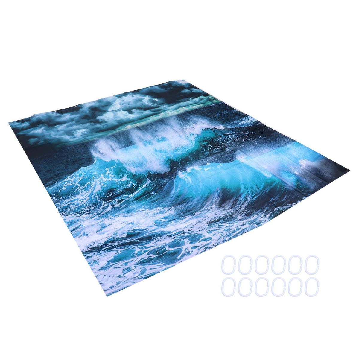 Innovative Shower Curtain with Hanging Rings Bath Curtain Home Bathroom Accessory180x180cm