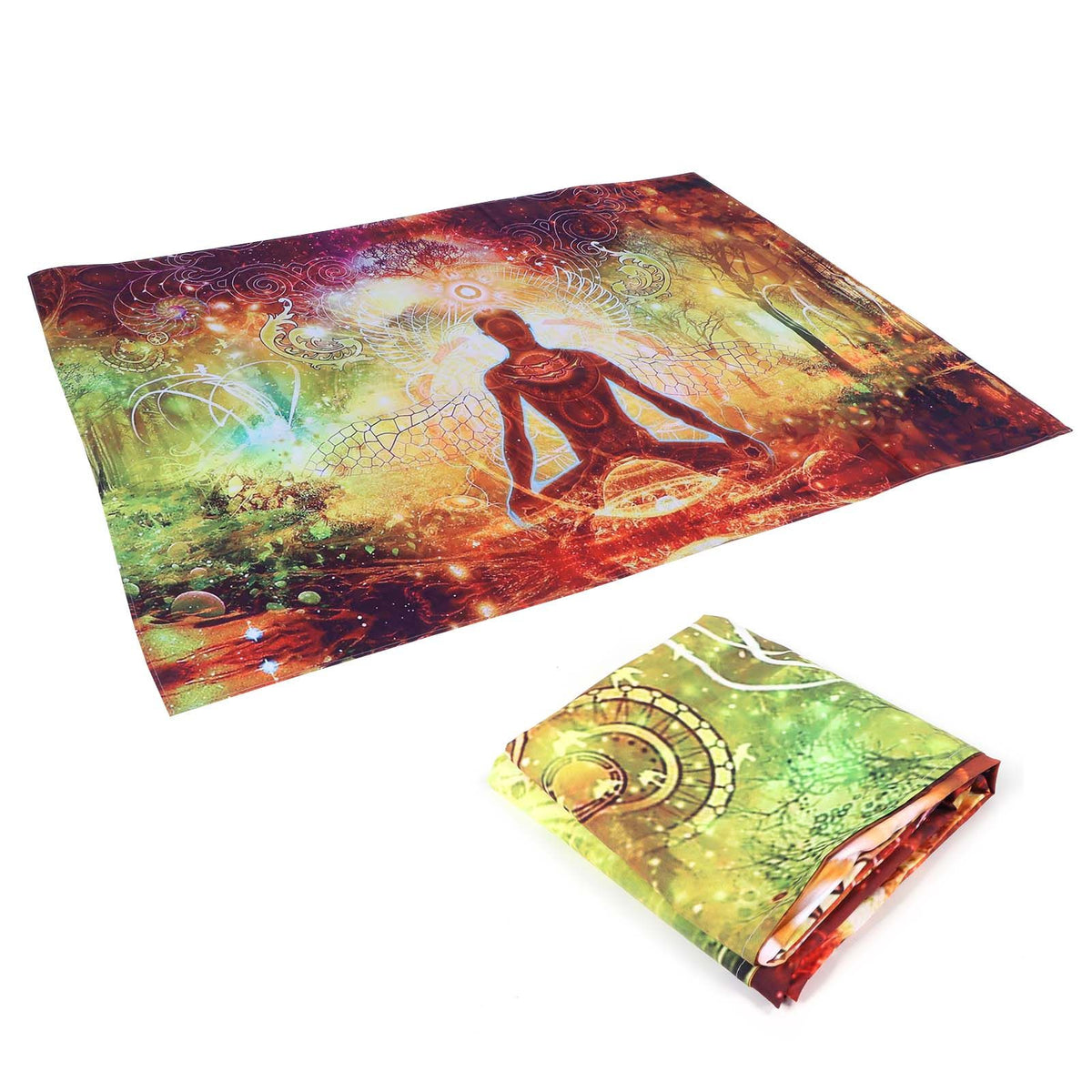 Forest Yoga Background Pattern Tapestry Wall Hanging Wall Blanket for Home Decor150x150cm