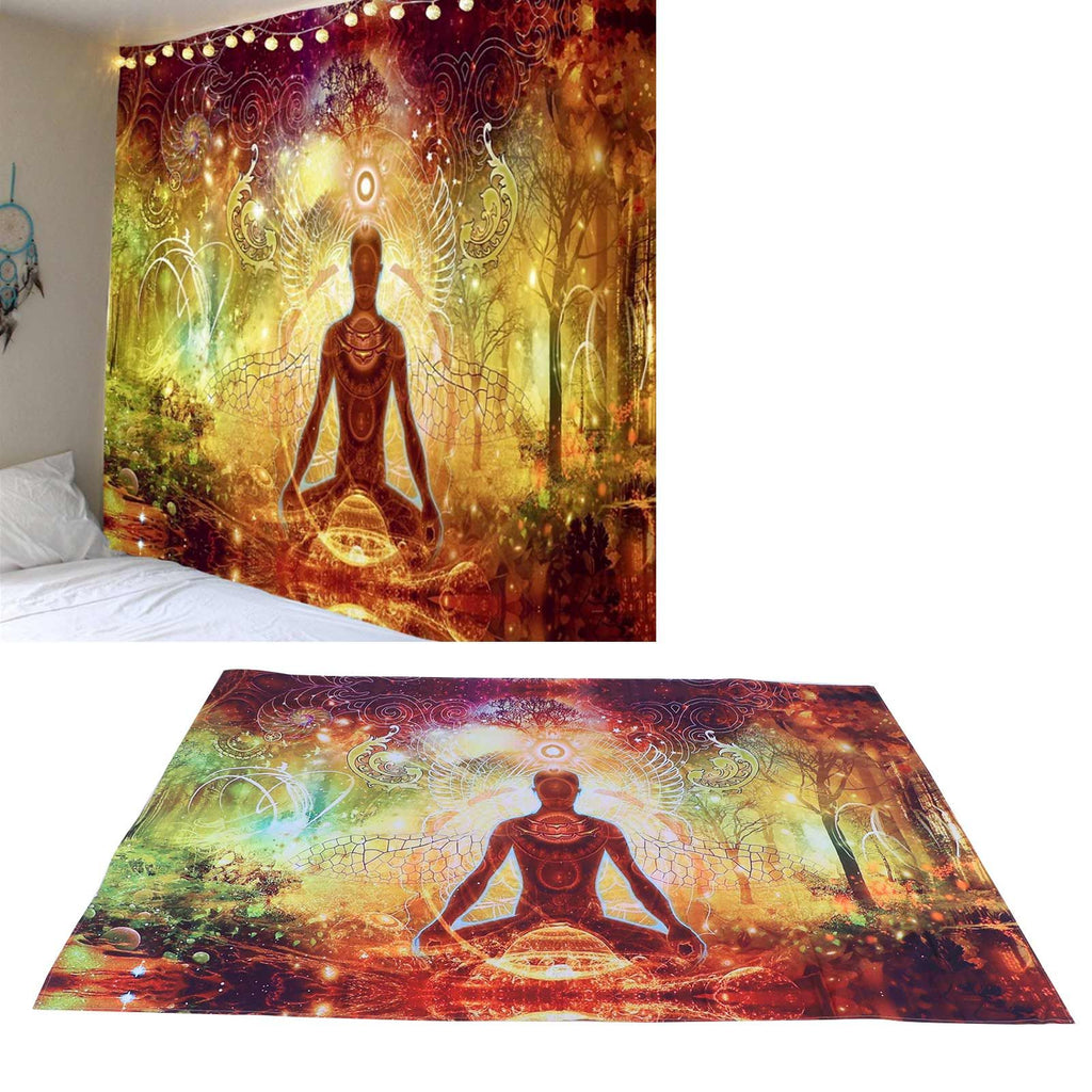 Forest Yoga Background Pattern Tapestry Wall Hanging Wall Blanket for Home Decor150x150cm