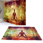 Forest Yoga Background Pattern Tapestry Wall Hanging Wall Blanket for Home Decor150x150cm