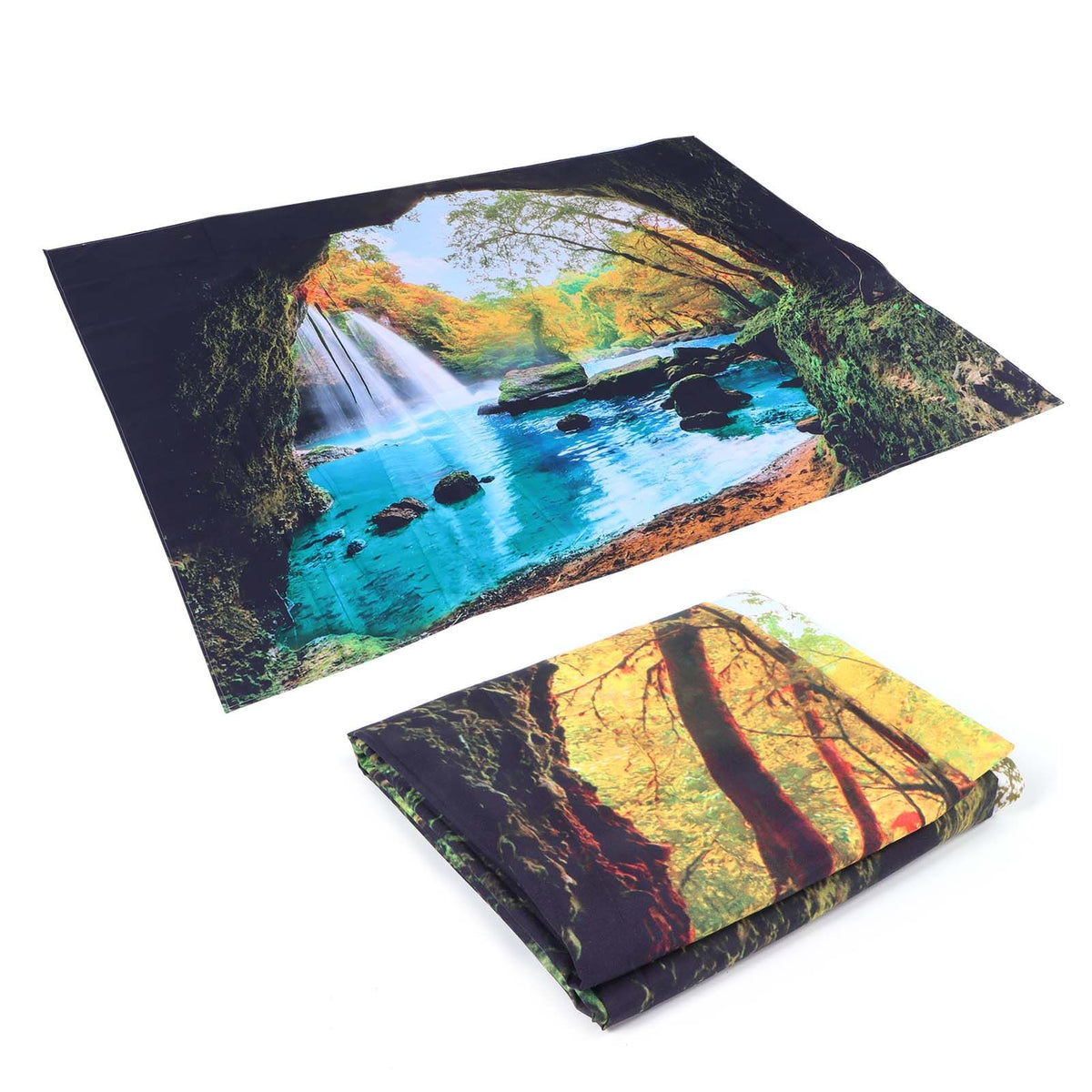 Cave River Landscape Pattern Tapestry Wall Hanging Wall Blanket for Bedroom Decor150x150cm
