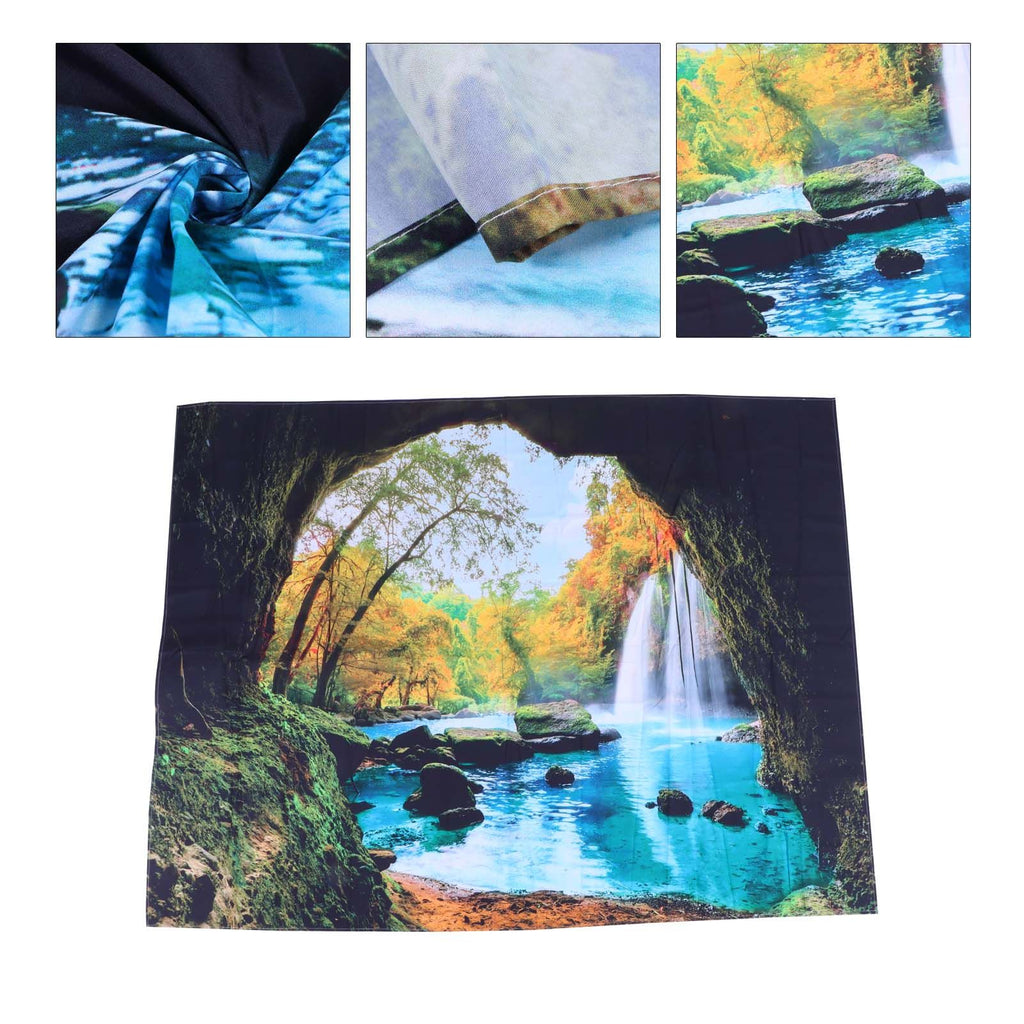 Cave River Landscape Pattern Tapestry Wall Hanging Wall Blanket for Bedroom Decor150x150cm