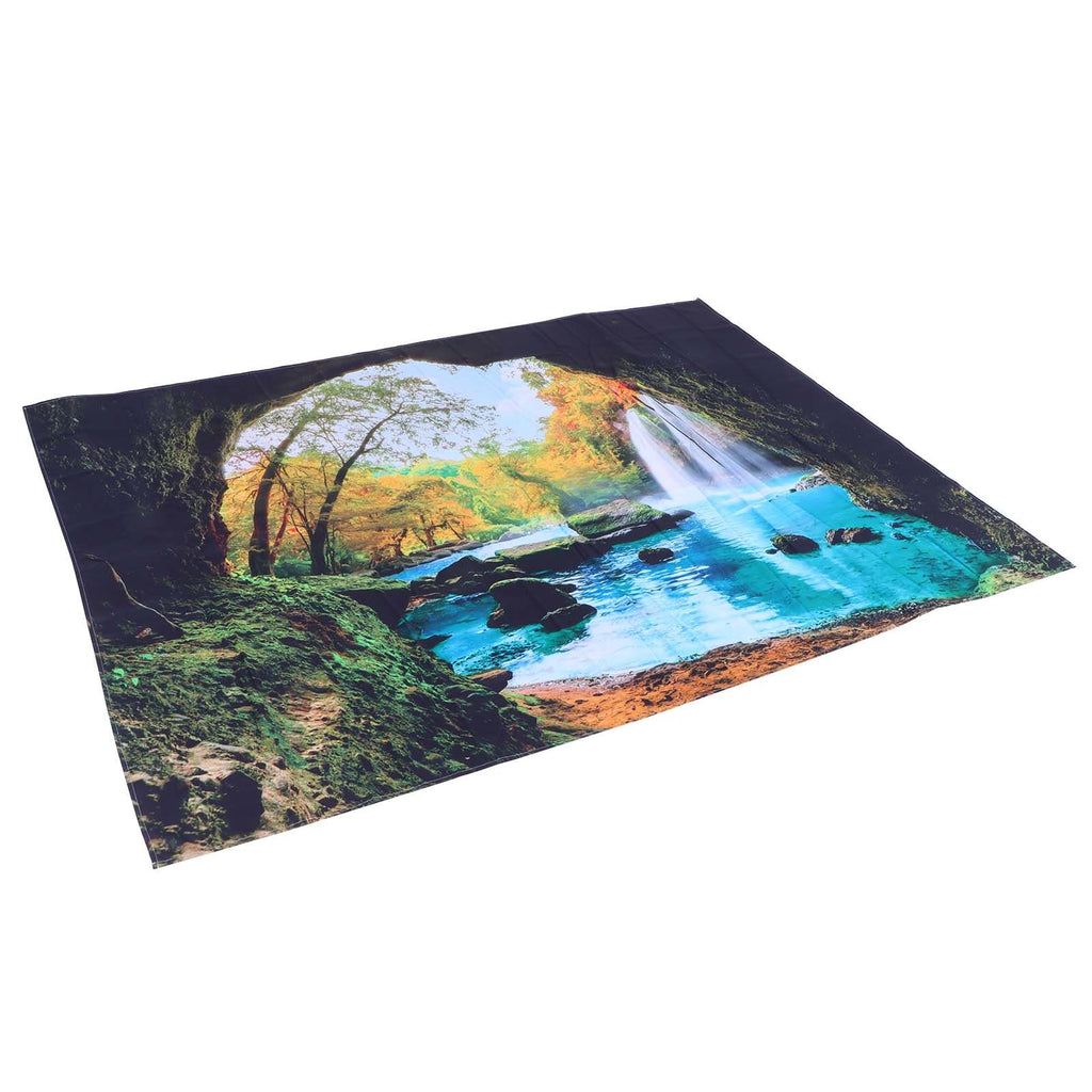Cave River Landscape Pattern Tapestry Wall Hanging Wall Blanket for Bedroom Decor150x150cm