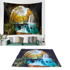 Cave River Landscape Pattern Tapestry Wall Hanging Wall Blanket for Bedroom Decor150x150cm