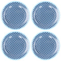 4PCS 9in Salad Plate Fruit Plate Dessert Cake Dishes Pastry Tray Tableware DecorationDark Blue Grid