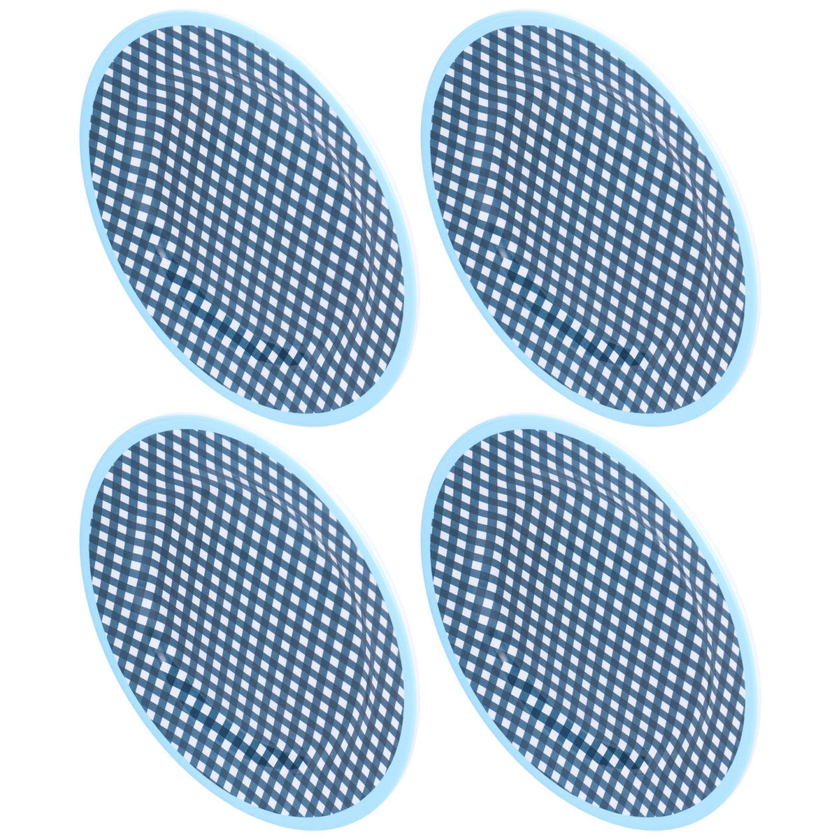 4PCS 9in Salad Plate Fruit Plate Dessert Cake Dishes Pastry Tray Tableware DecorationDark Blue Grid