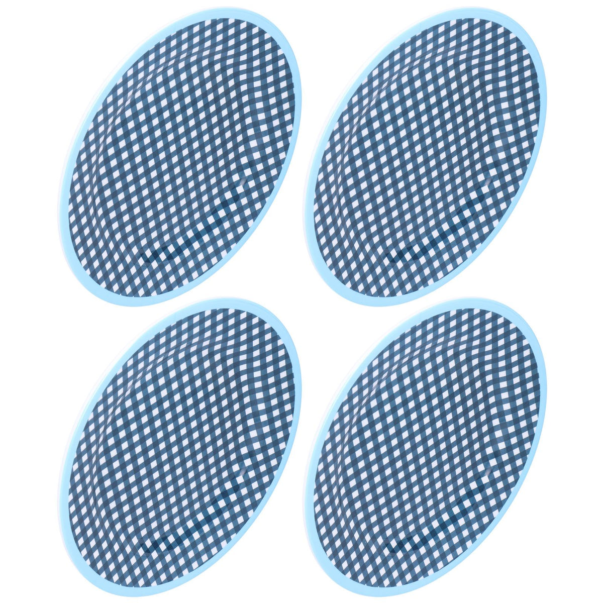 4PCS 9in Salad Plate Fruit Plate Dessert Cake Dishes Pastry Tray Tableware DecorationDark Blue Grid