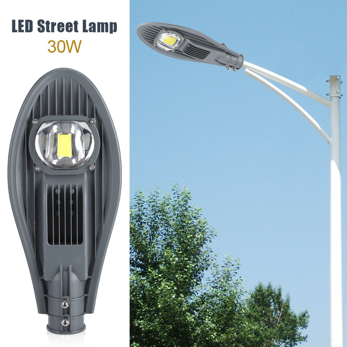 LED Road Street Flood Light Lamp for Outdoor Garden Yard Lamp Lighting 85-265V (30W Warm White)